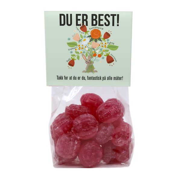 Hovedbilde Bringebærdrops - Du er best bukett