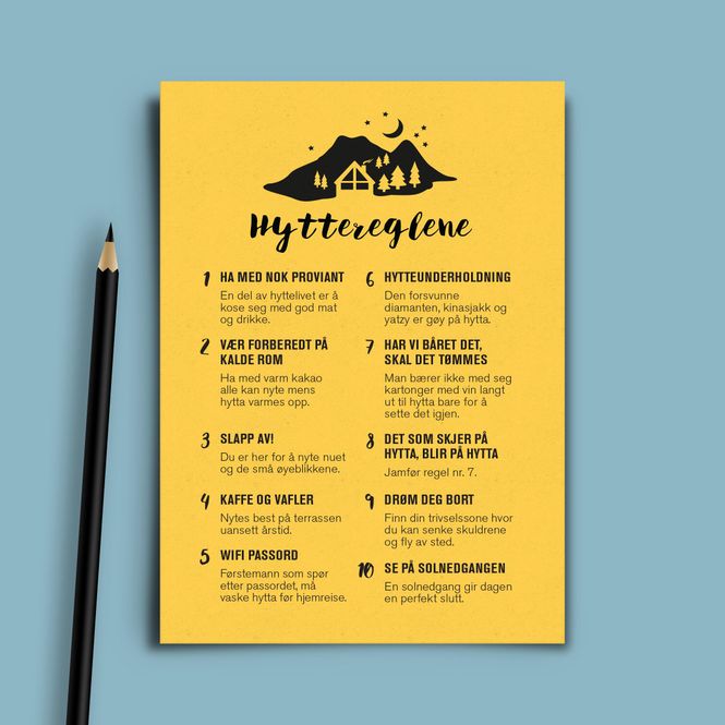 Hovedbilde Postkort - hyttereglene