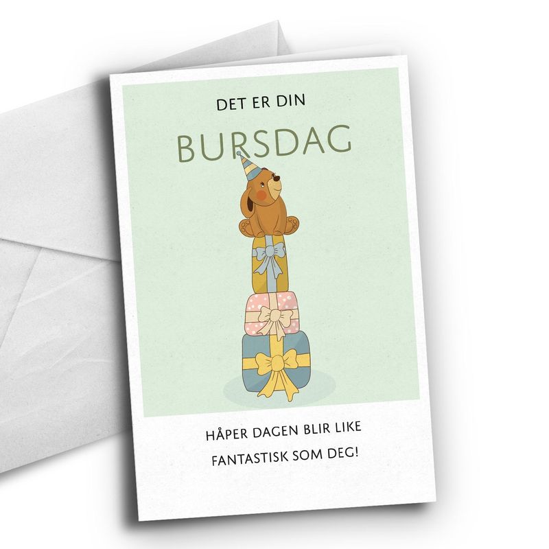 Din bursdag - hund med gaver
