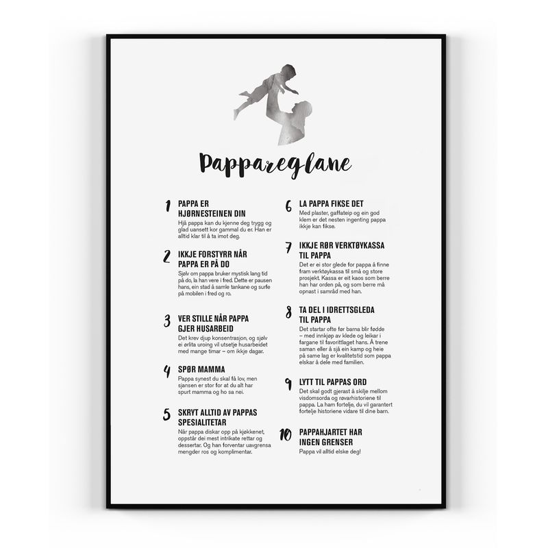 Nynorsk Pappareglene plakat