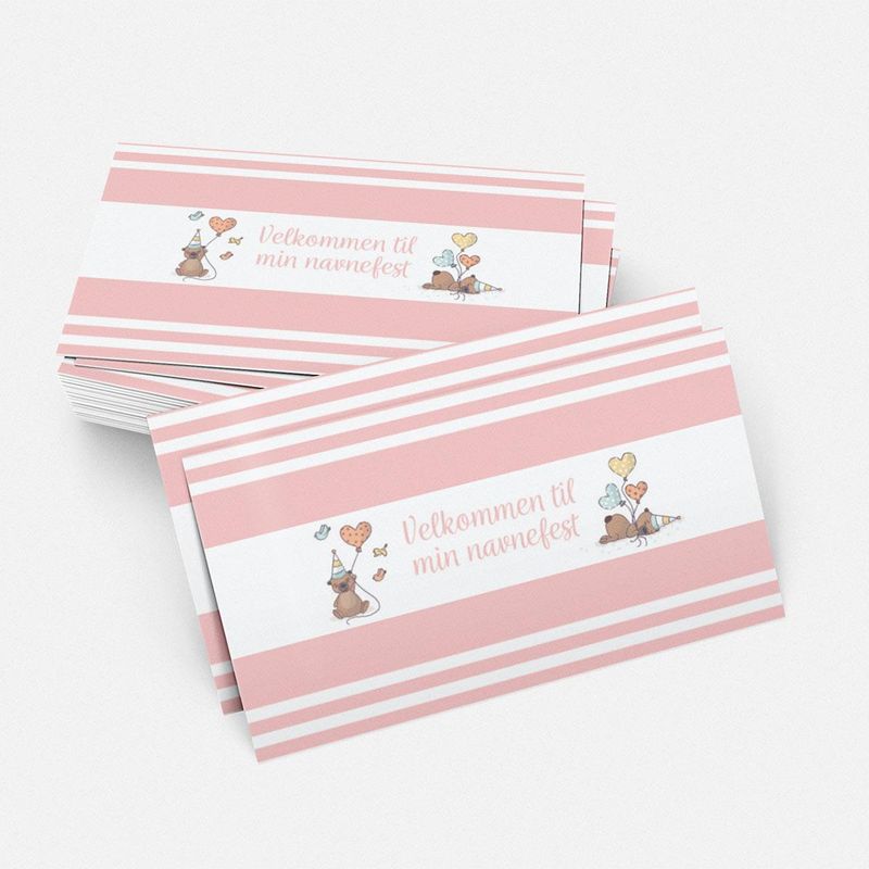 Kinder omslag: Navnefest rosa