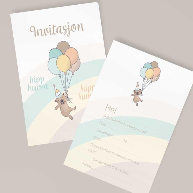 Hovedbilde Invitasjon til bursdag (6stk med konvolutt)