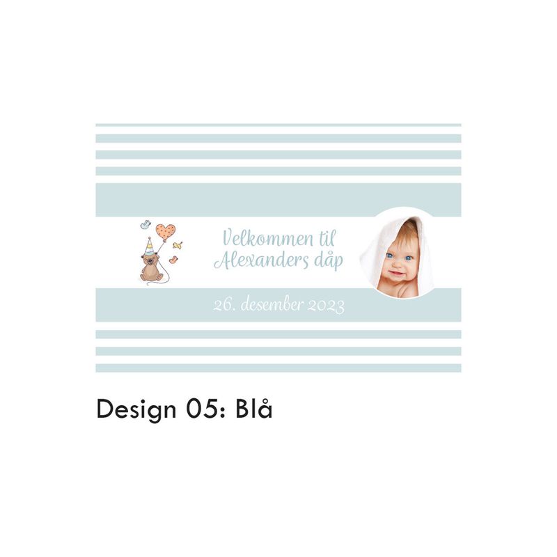 Kinder omslag dåp/navnefest med personlig bilde/tekst 