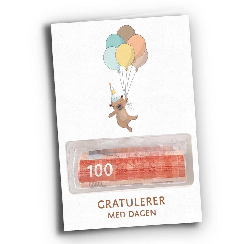 Bursdagsbjørn - med pengeholder