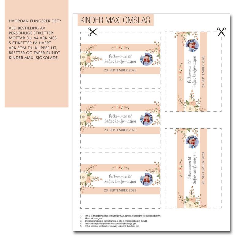 Kinder omslag bursdag med personlig bilde/tekst 