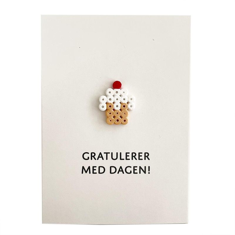 Cupcake med hvit glasur - Bursdagskort