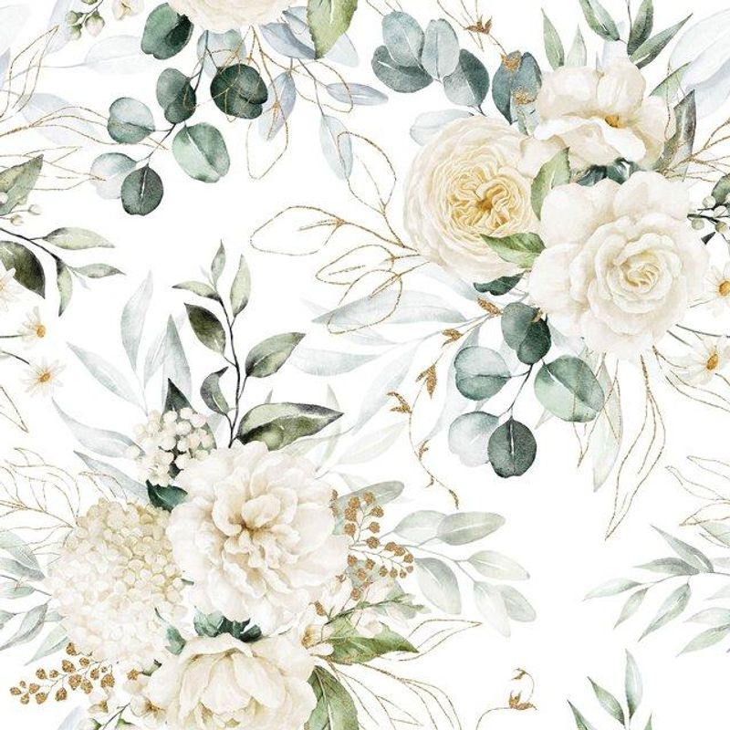 Lunsjserviett: Eucalyptus & roser