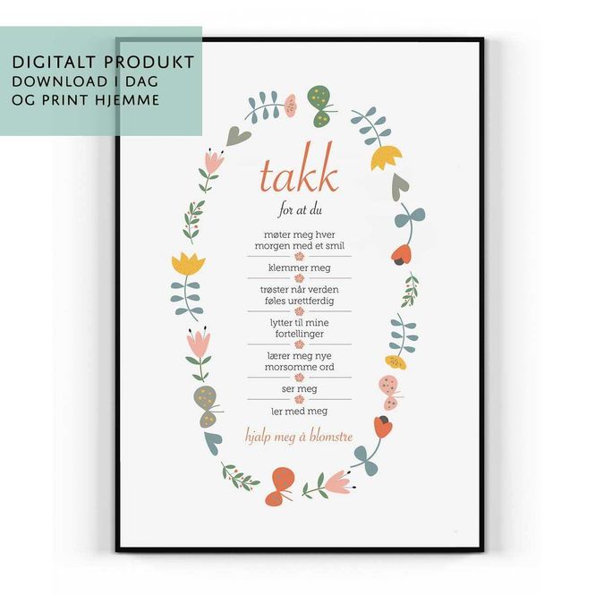 Hovedbilde Plakat: Takk for at - Digital PDF