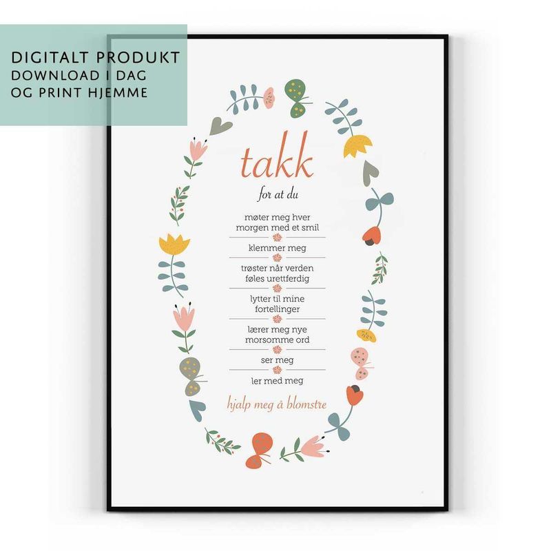 Plakat: Takk for at - Digital PDF
