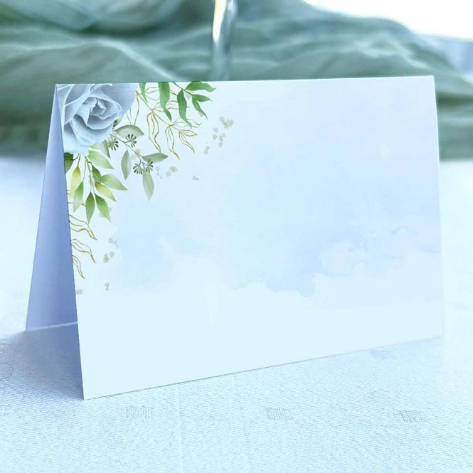 Hovedbilde Blå rose - Doble bordkort 20stk