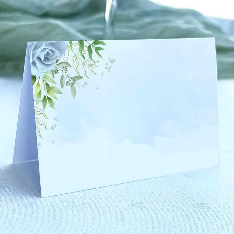 Blå rose - Doble bordkort 20stk