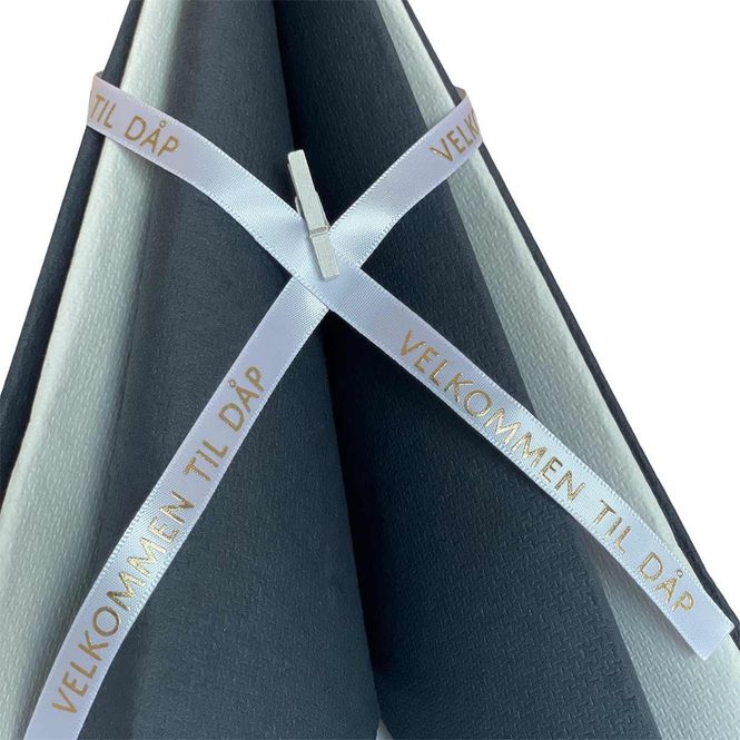 Hovedbilde Pyntebånd: Dåp hvit med gulltekst 10m