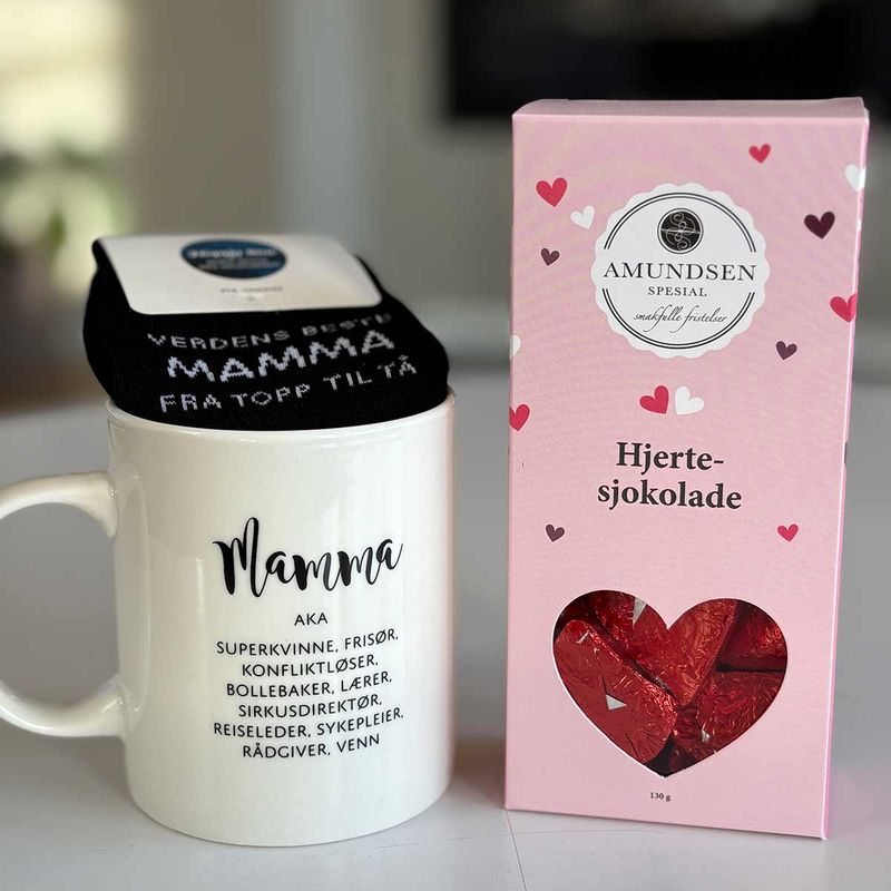 Mamma aka med sjokoladehjerter