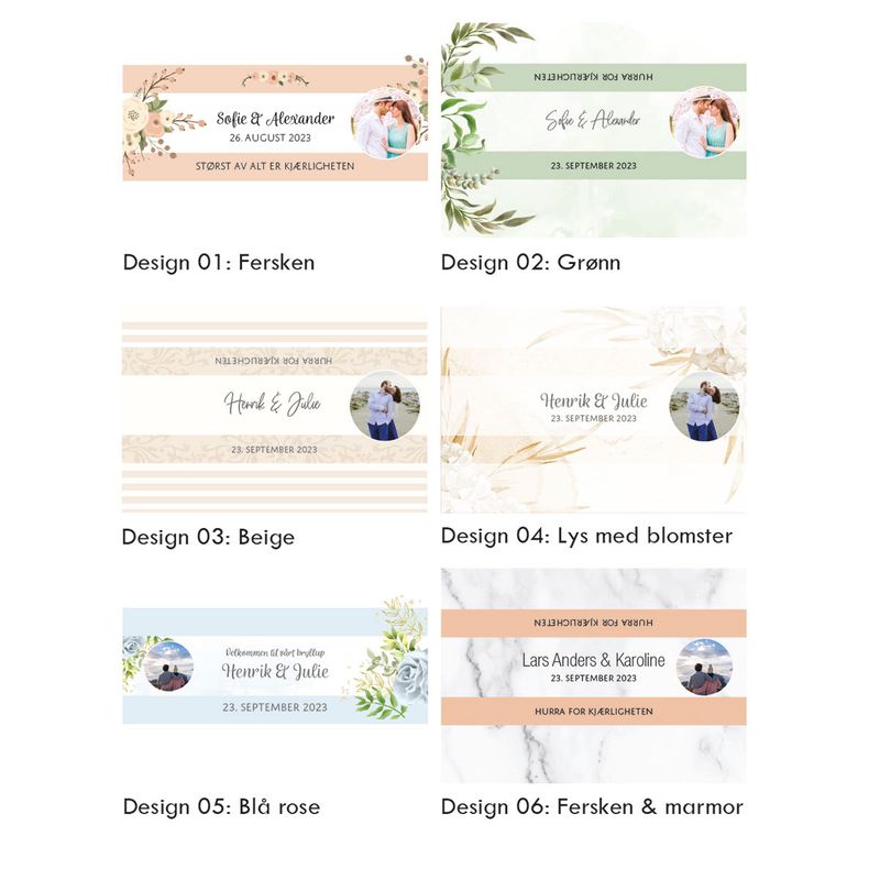 Kinder omslag bryllup med personlig bilde/tekst 