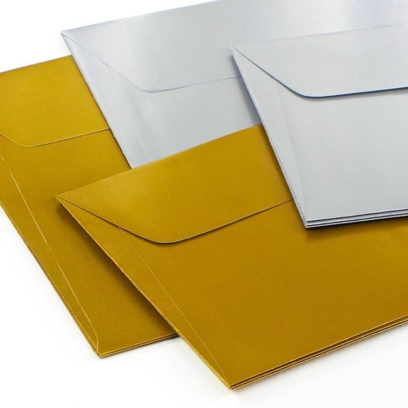 10 pk gull metalliske konvolutter
