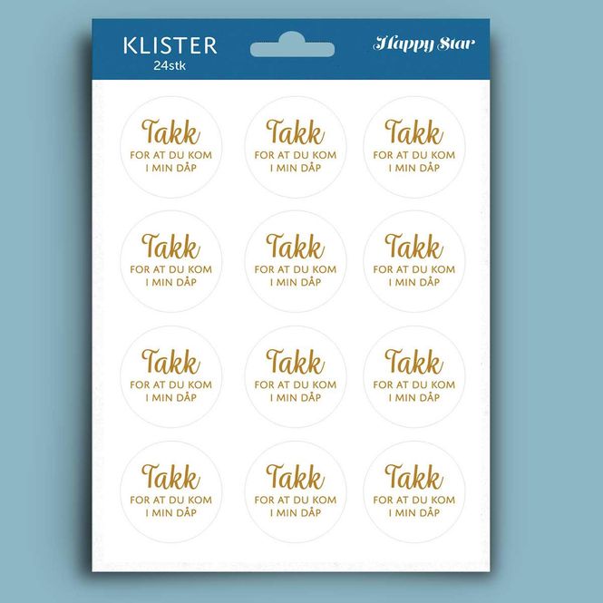 Hovedbilde Klister 24stk - Dåp Gulltekst